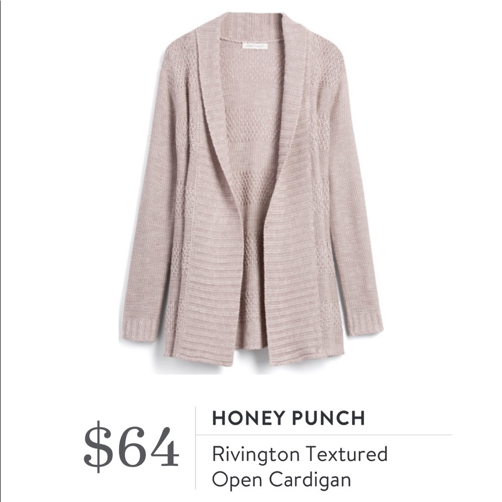 NWT Honey Punch Textured Open Cardigan
